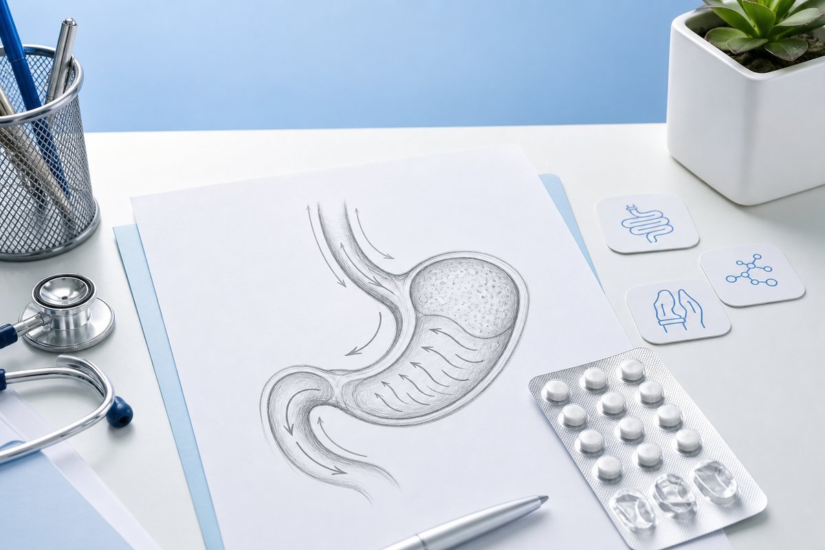 Stomach motility sketch with domperidone blister