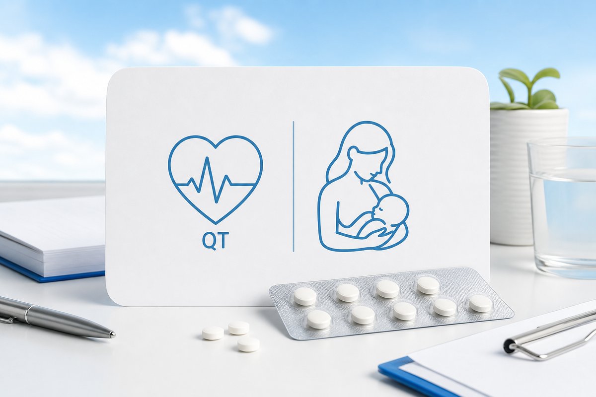QT and lactation icons beside Motilium tablets